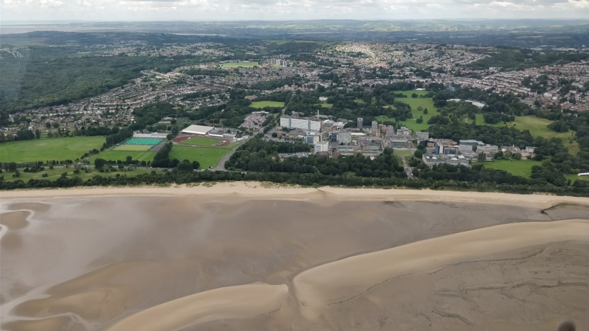 Ariel view of the Swansea University Campus