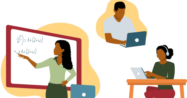 Black teacher female remote students