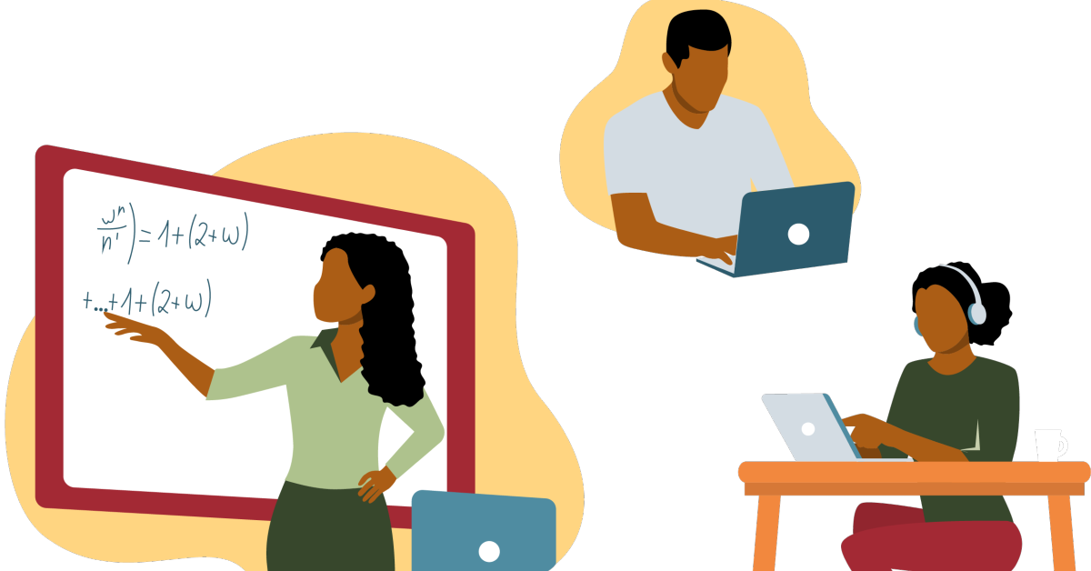 Black teacher female remote students