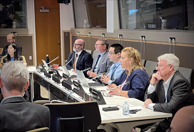Panelists presenting at the side event - Bringing Land and Sea Together: “How standardisation helps to implement the Integrated Geospatial Information Framework in Coastal States”